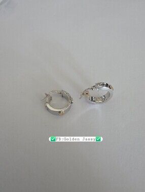 18K Real 2-Tone Whitegold Earring